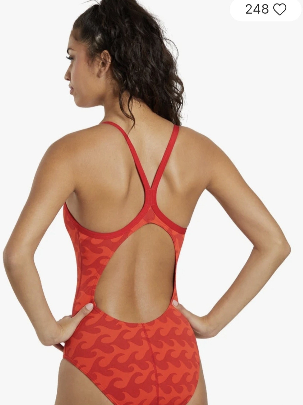 NWT Arena Red Wave-Print One-Piece Swimsuit 36 - Picture 2 of 5